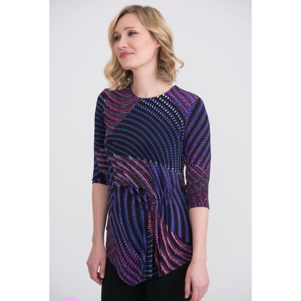 Joseph Ribkoff Multicolor Geometric Top